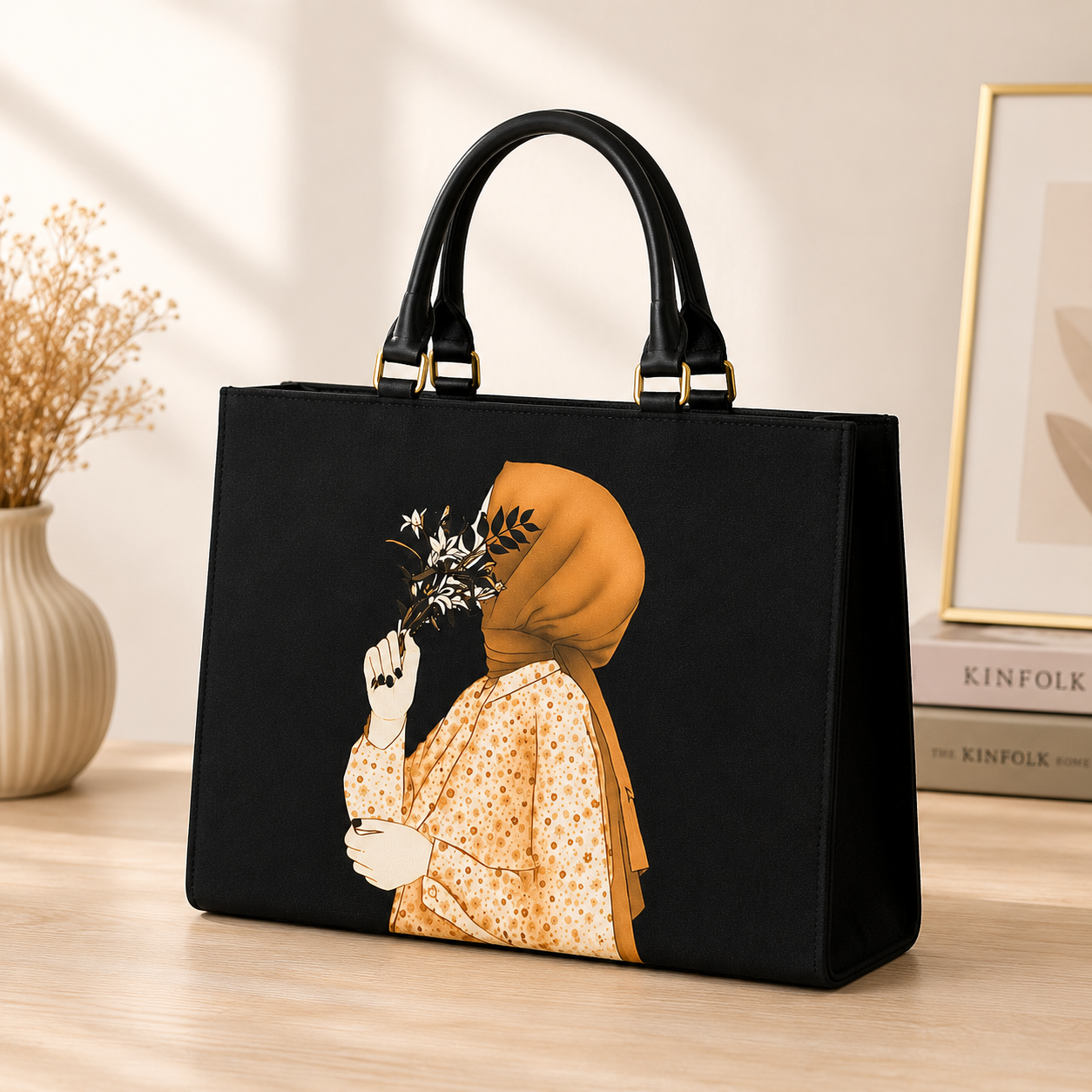 Women's Beige Faux Leather Tote Bag Front View