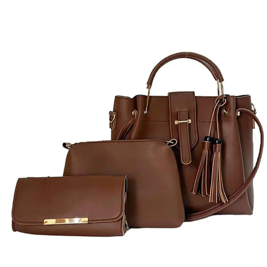 Alexa 3-Piece Choco Brown Handbag Set
